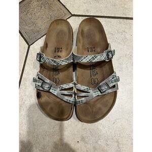 birki's by birkenstock Granada Sandal Textured Flor Blue Slide Sz 42 L11
